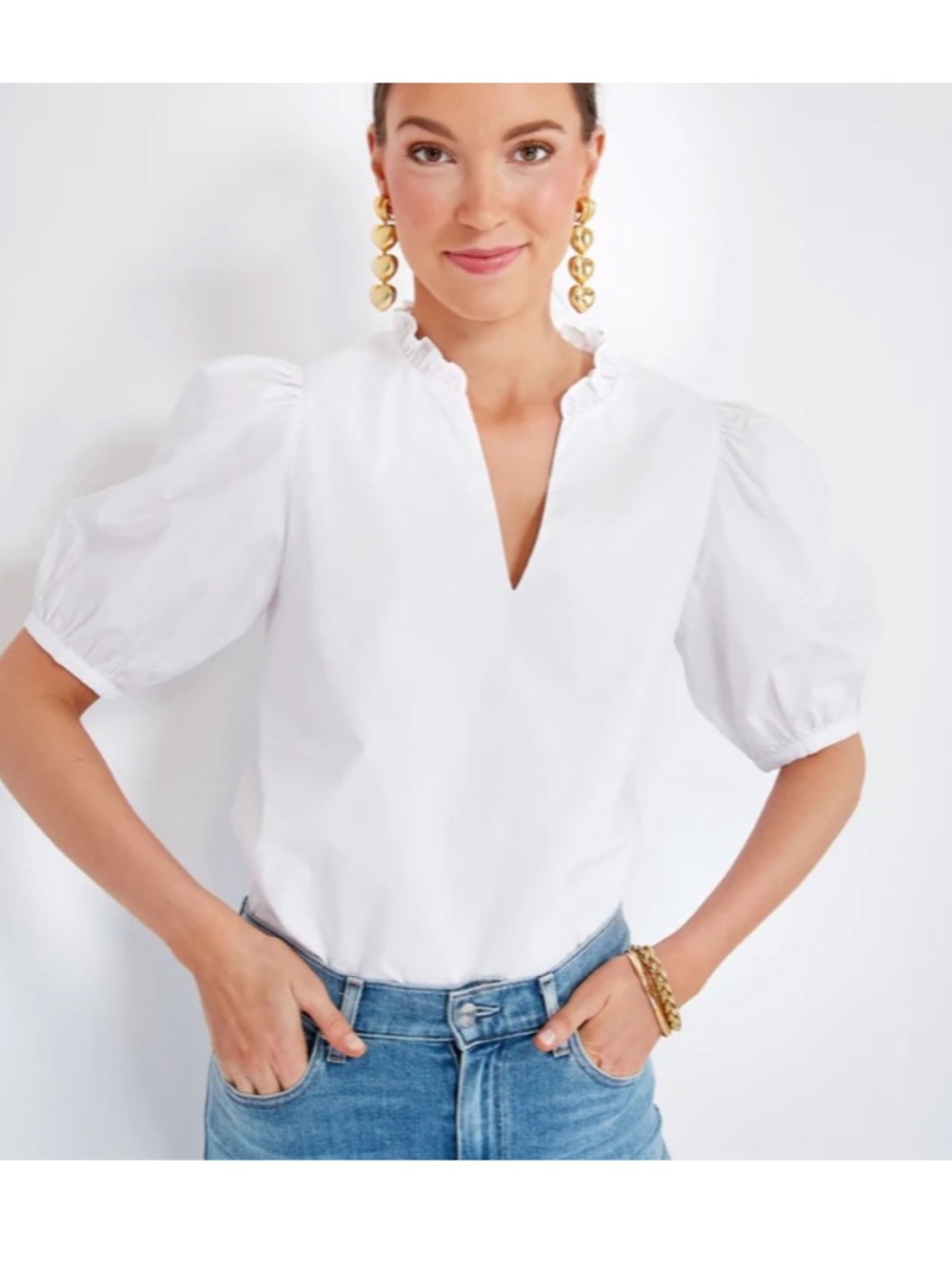 Hyacinth House Tuckernuck White Ruffle Leigh Blouse